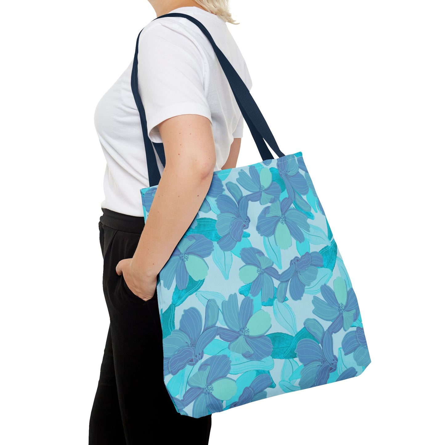 Beautiful Floral Tote Bag- Blue