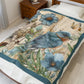 Vintage Bluebird Velveteen Plush Blanket — Soft Velvety Throw