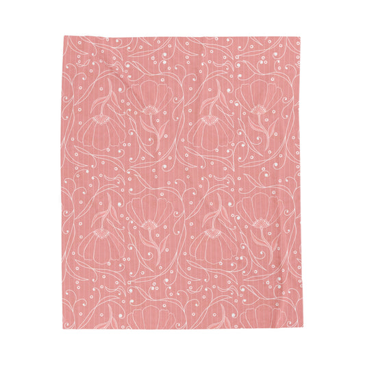 Pink Floral Cozy Throw Blanket