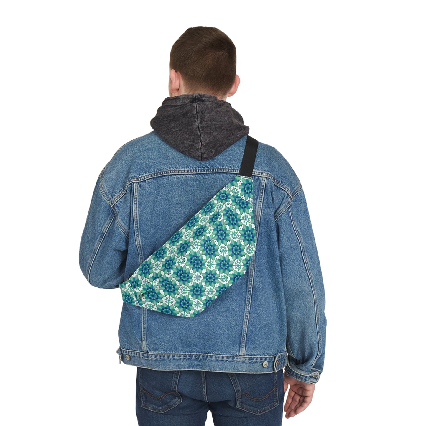 Large Teal Floral Belt Bag, Fanny Pack, Sling Pack