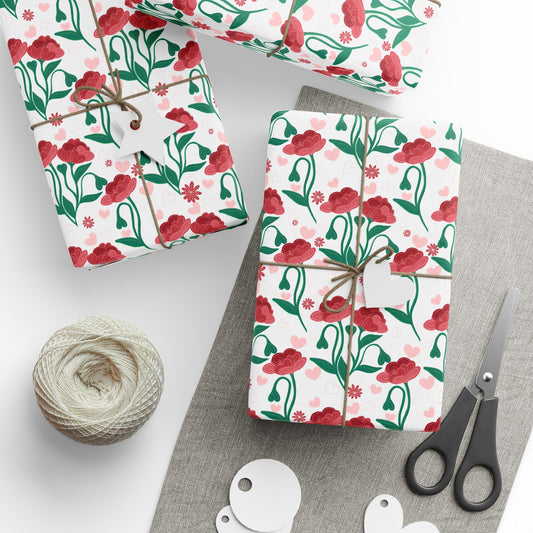 Hearts & Flowers Wrapping Paper