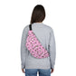 Large Pink & White Flower Belt Bag, Fanny Pack, Sling Pack