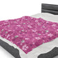 Plush Blanket - Valentine Hearts and Daisies Pink Background