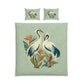 Cotton Bed Set with Vintage Heron and Tropical Botanical Design