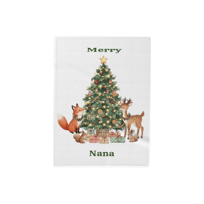 Nana Christmas Blanket with Name Watercolor Style Holiday Gift