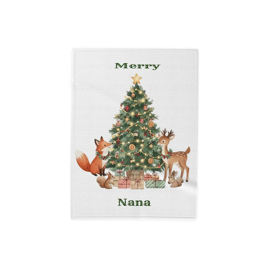 Nana Christmas Blanket with Name Watercolor Style Holiday Gift