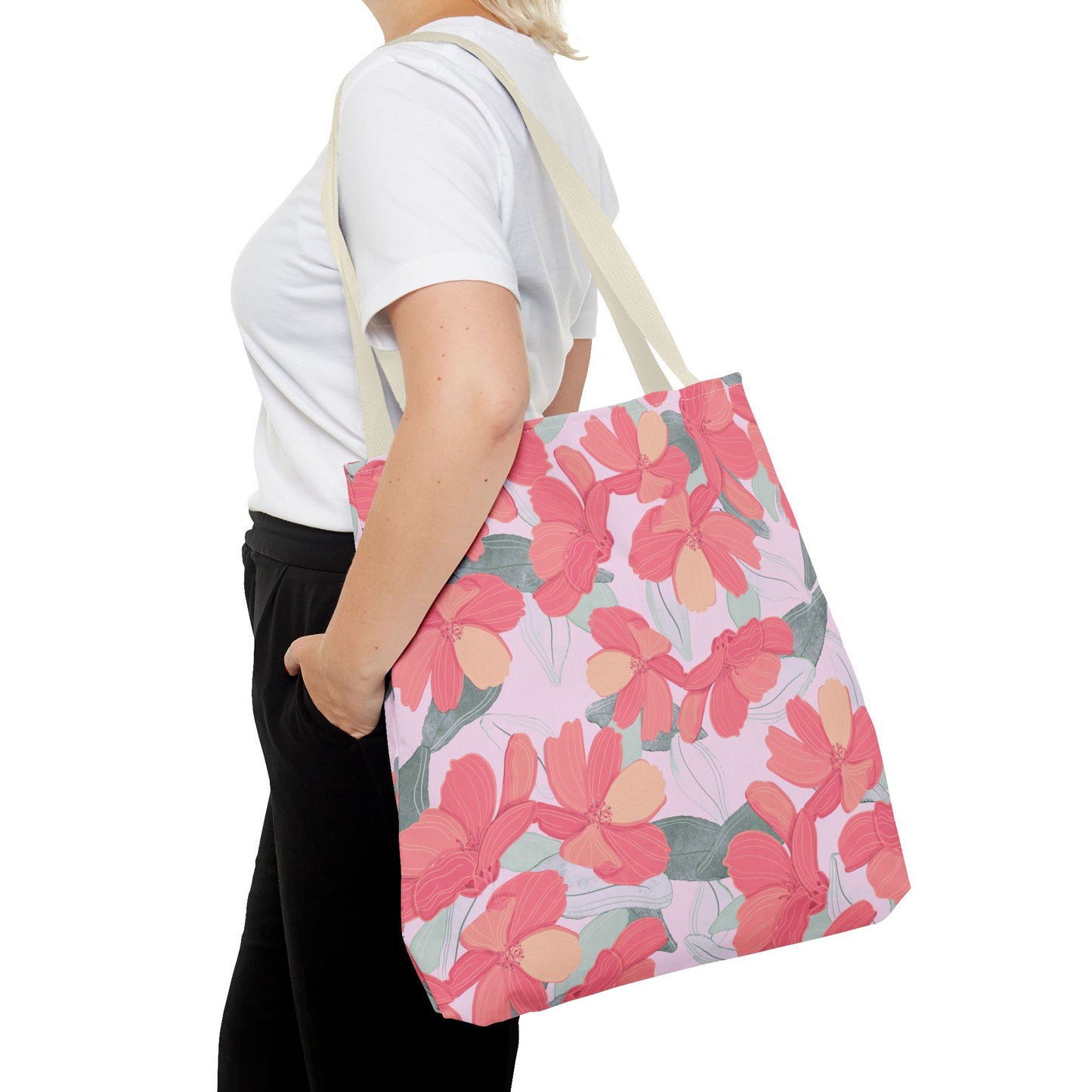 Beautiful Floral Tote Bag in Pink