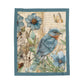 Vintage Bluebird Velveteen Plush Blanket — Soft Velvety Throw
