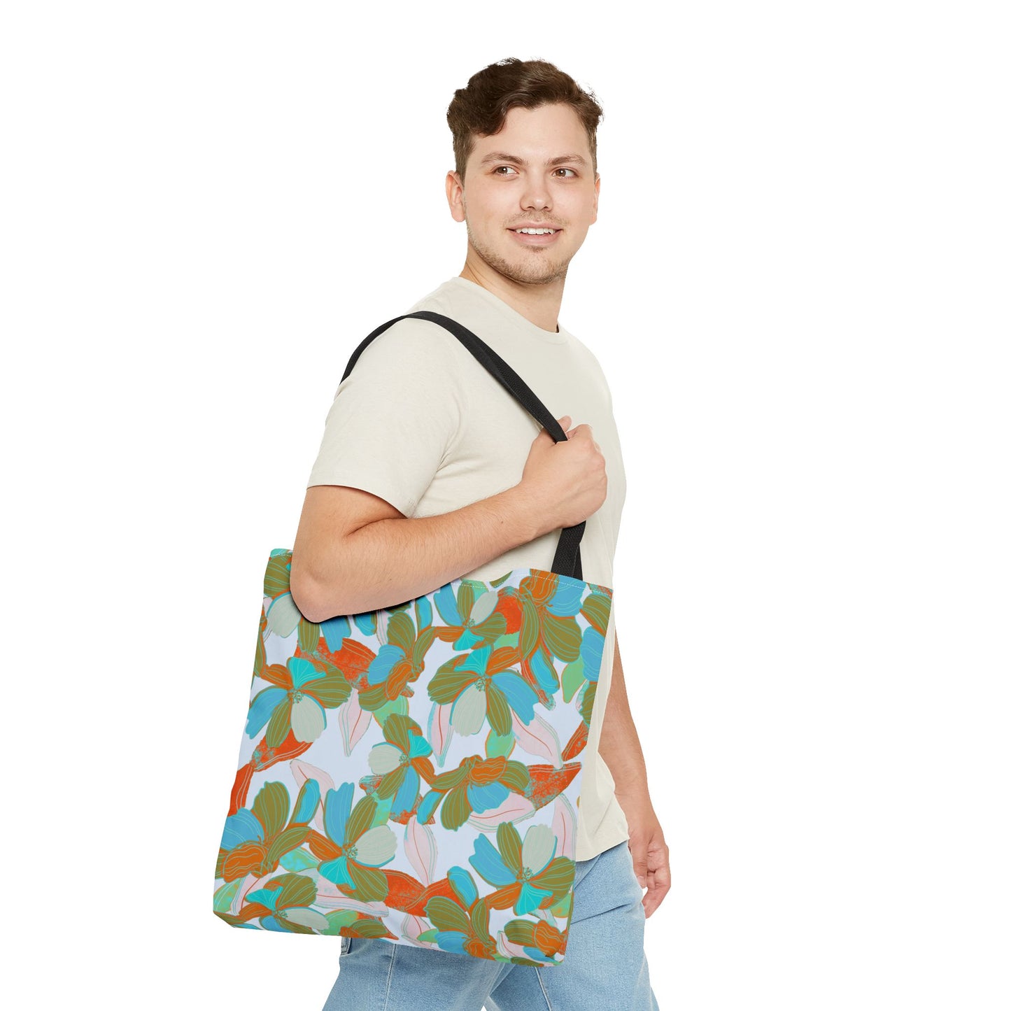 Beautiful Floral Tote Bag- Blue