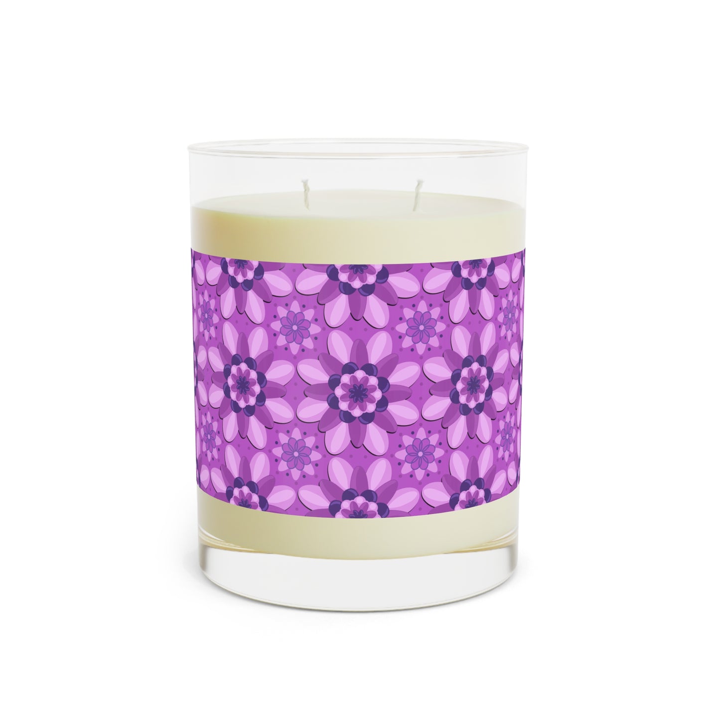 Scented Candle - Purple Floral Design