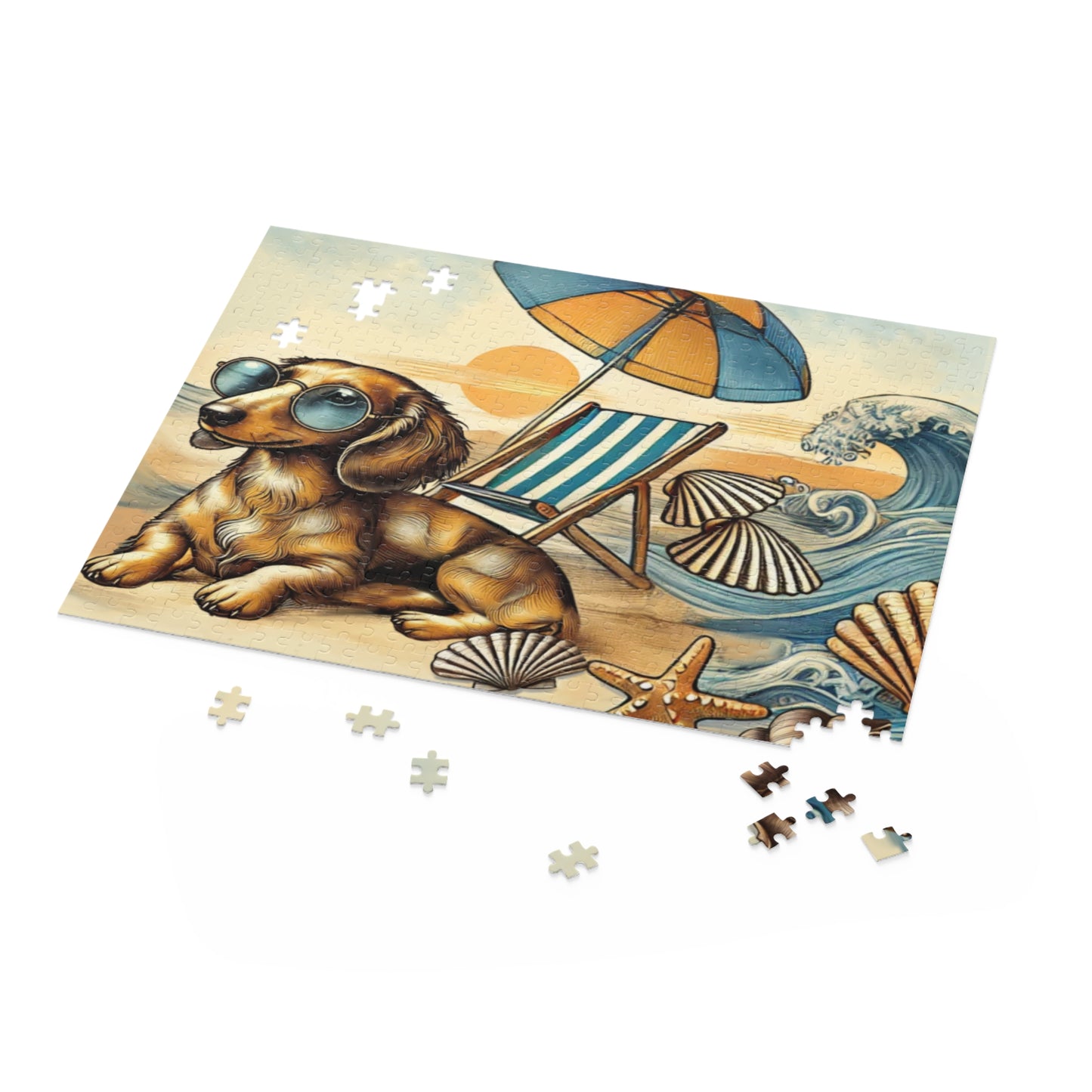 Dachshund Beach Puzzle 120 pcs, 252 pcs, 500 pcs
