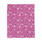 Plush Blanket - Valentine Hearts and Daisies Pink Background