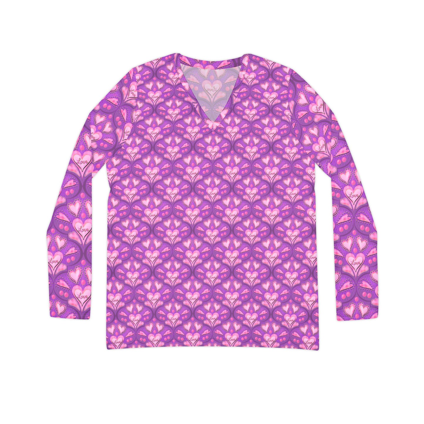 Hearts & Love Women's Long Sleeve V-neck Shirt