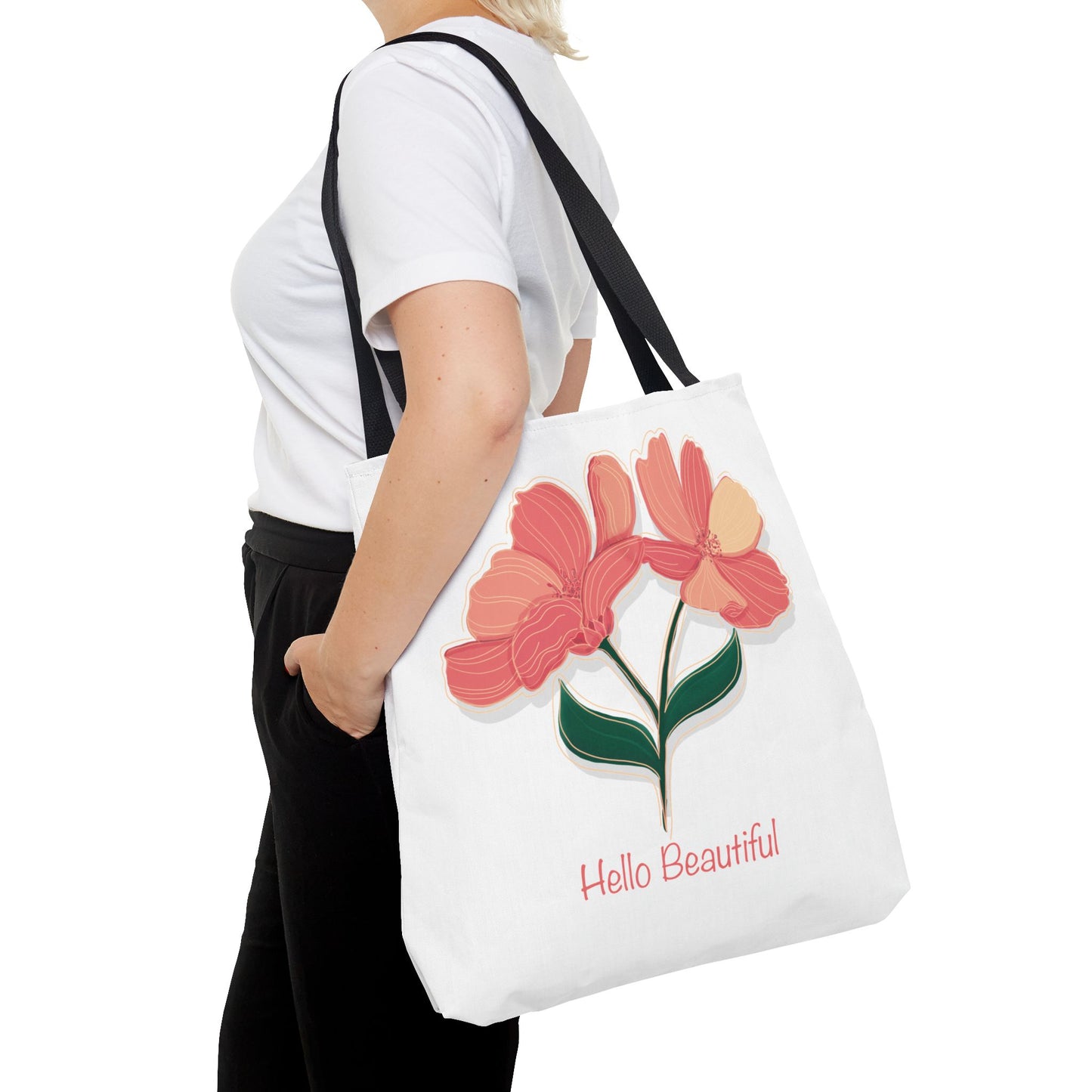 Hello Beautiful Floral Tote Bag