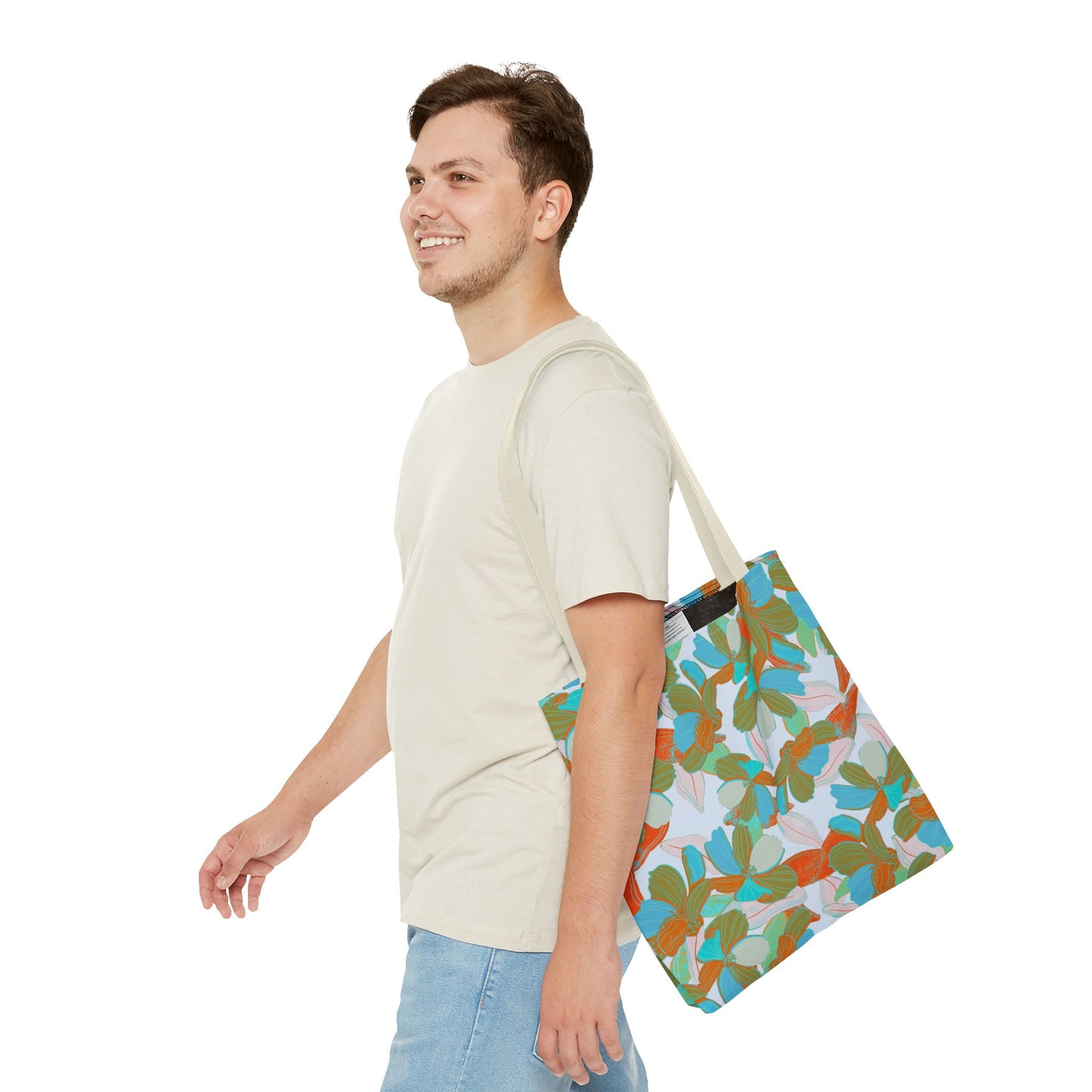 Beautiful Floral Tote Bag- Blue