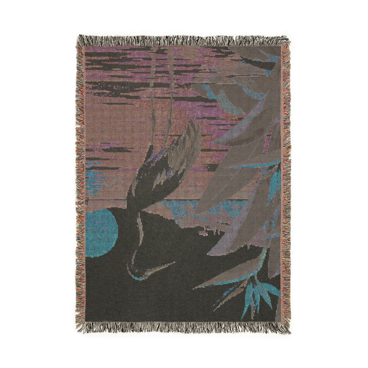 Tropical Heron Sunset Woven Blanket