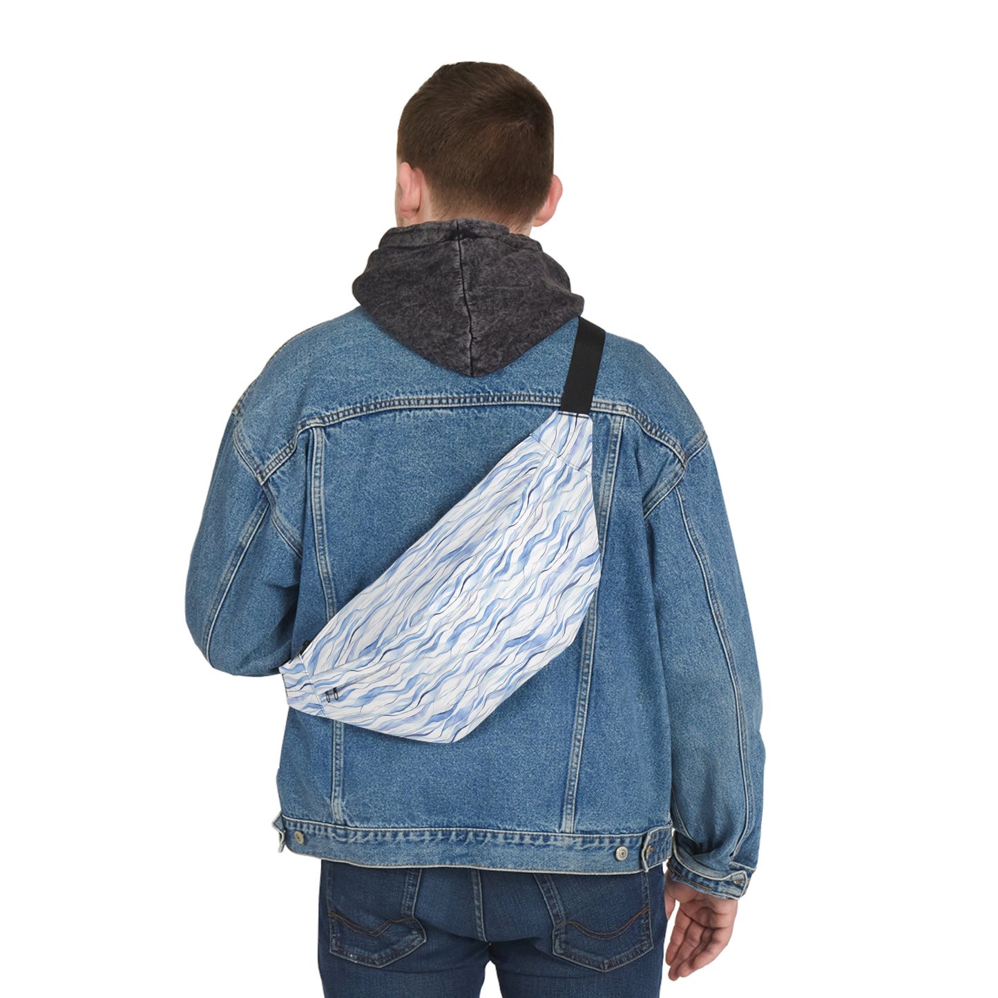 Large Blue Waves Belt Bag, Fanny Pack, Sling Pack