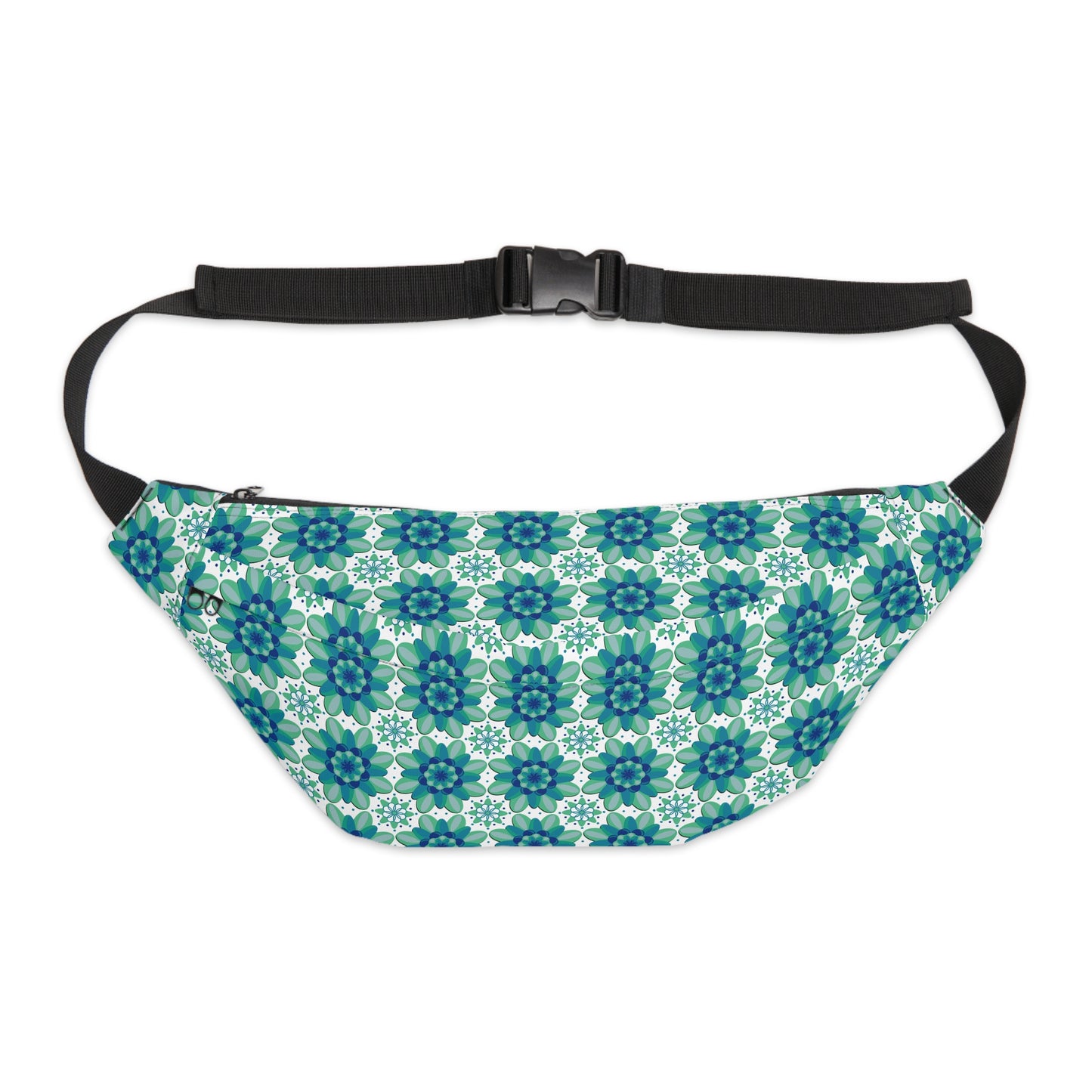 Large Teal Floral Belt Bag, Fanny Pack, Sling Pack