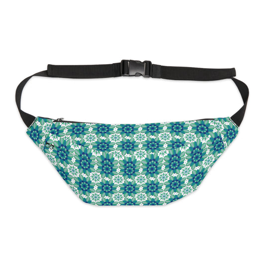 Large Teal Floral Belt Bag, Fanny Pack, Sling Pack