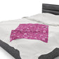 Plush Blanket - Valentine Hearts and Daisies Pink Background