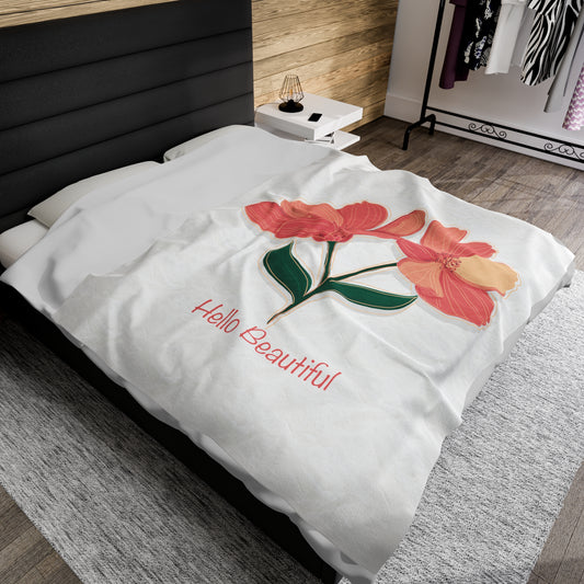 Velveteen Plush Blanket - Floral Hello Beautiful Collection