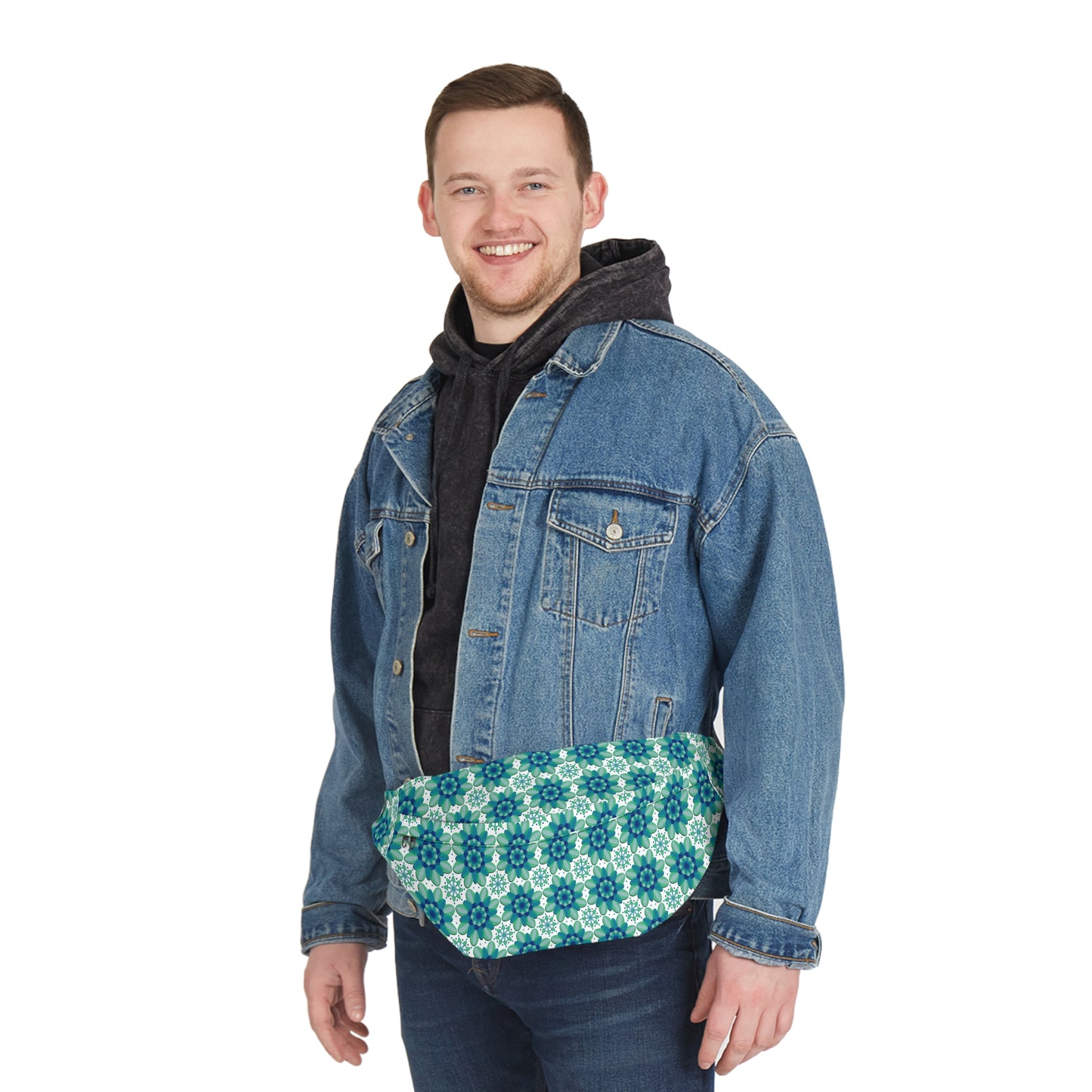 Large Teal Floral Belt Bag, Fanny Pack, Sling Pack