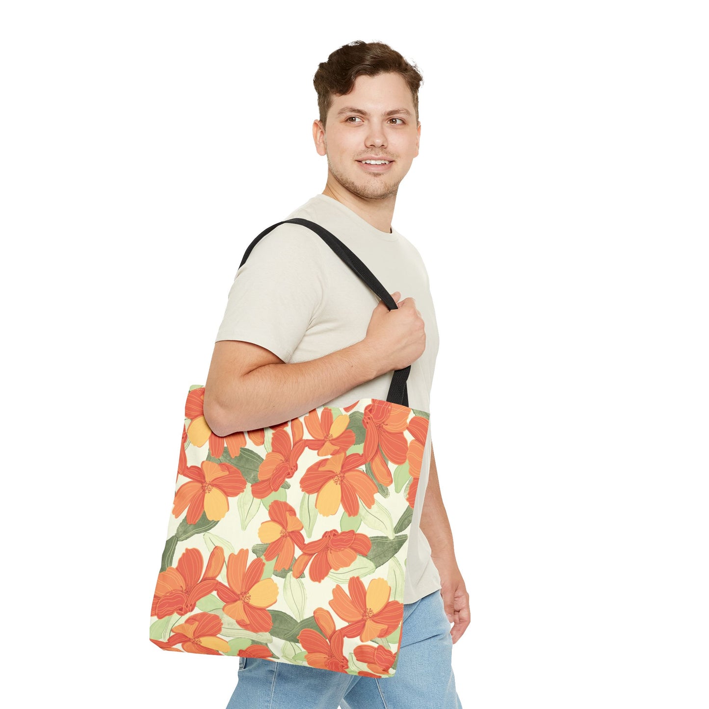 Beautiful Floral Tote Bag- Orange