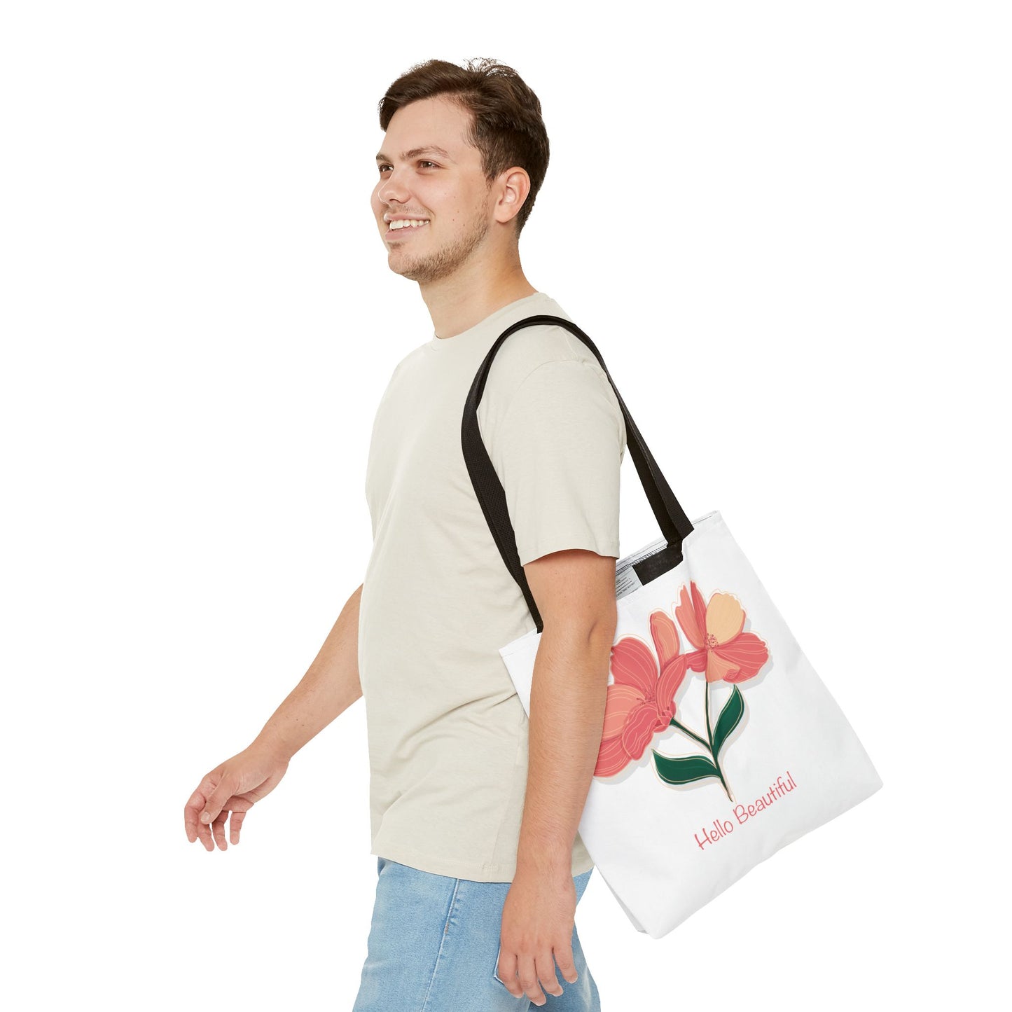 Hello Beautiful Floral Tote Bag