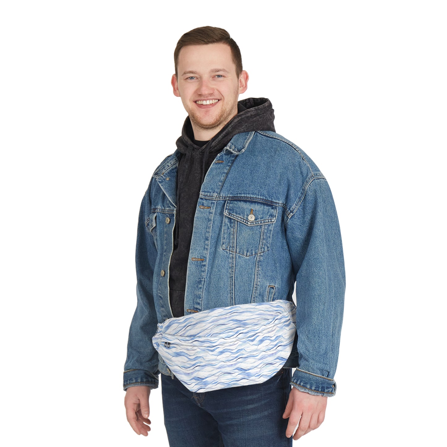 Large Blue Waves Belt Bag, Fanny Pack, Sling Pack