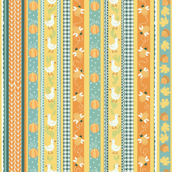 Geese, bees, pumpkins, and acorn stripe
