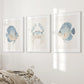 Minimalist Ocean Life Art. Marine Animals Decor