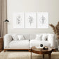 Minimal Flower Line Art: Black White Wall Art Set