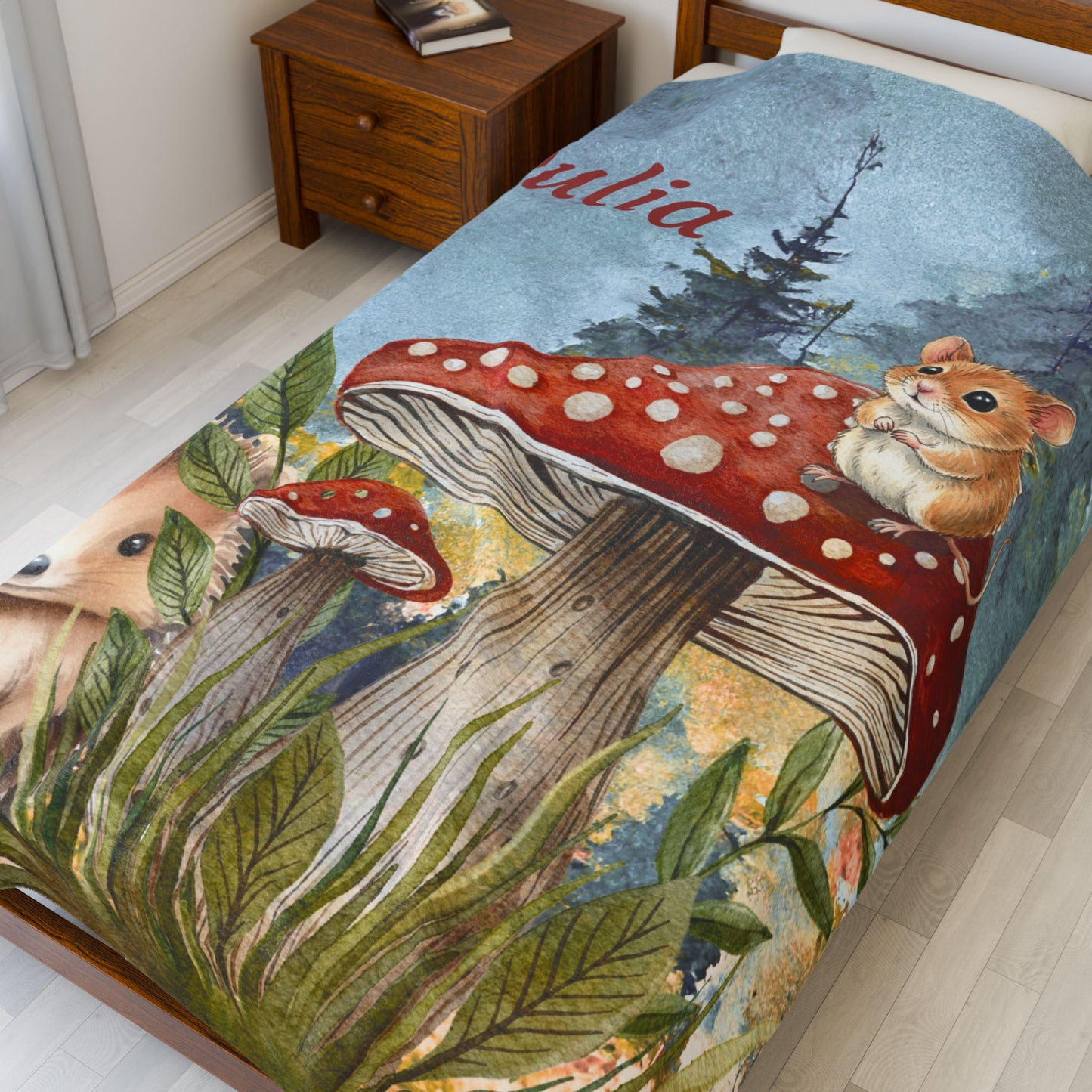 Woodland Personalized Plush Blanket, Custom Throw, Cozy Baby Blanket, Soft Nursery Decor Bedroom Bedding