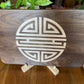 Walnut Charcuterie Board with Chinese Shou Symbol - Longevity Inlay