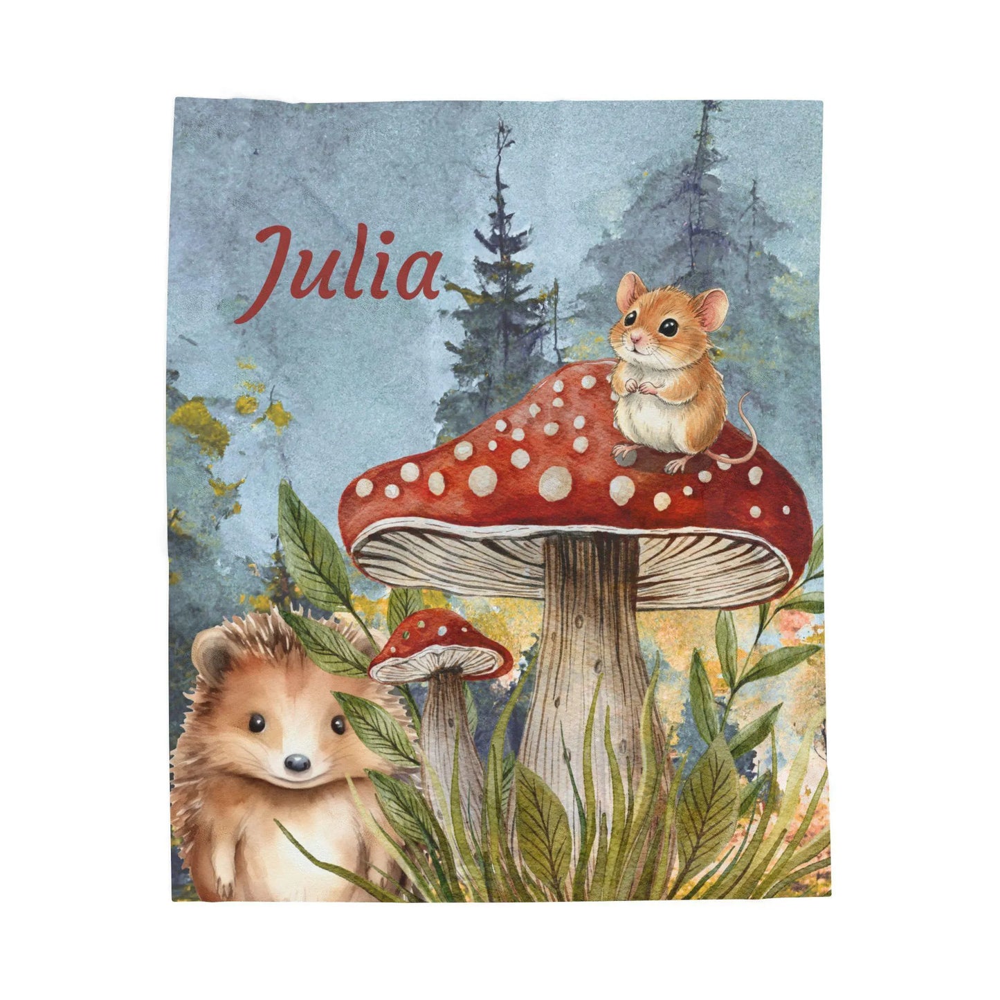 Woodland Personalized Plush Blanket, Custom Throw, Cozy Baby Blanket, Soft Nursery Decor Bedroom Bedding