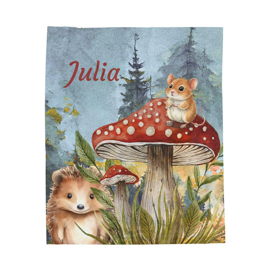 Woodland Personalized Plush Blanket, Custom Throw, Cozy Baby Blanket, Soft Nursery Decor Bedroom Bedding